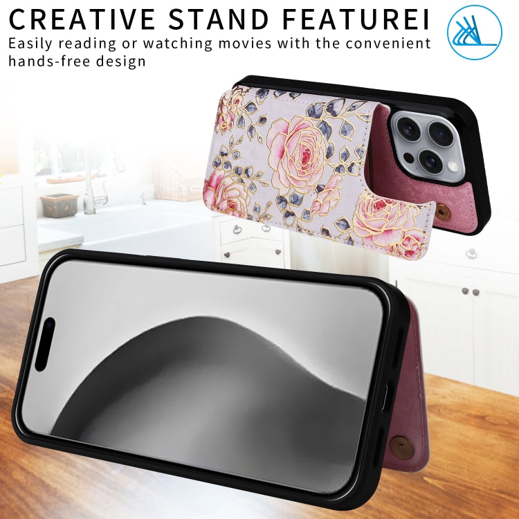 For iPhone 16 Pro Max Printed Double Buckle RFID Anti-theft Phone Case