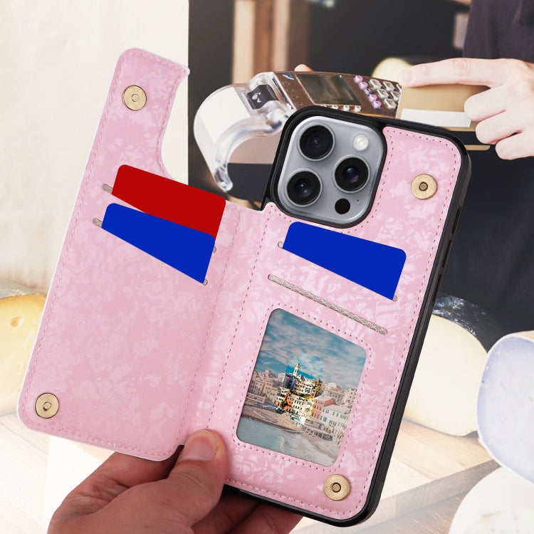 For iPhone 16 Pro Max Printed Double Buckle RFID Anti-theft Phone Case