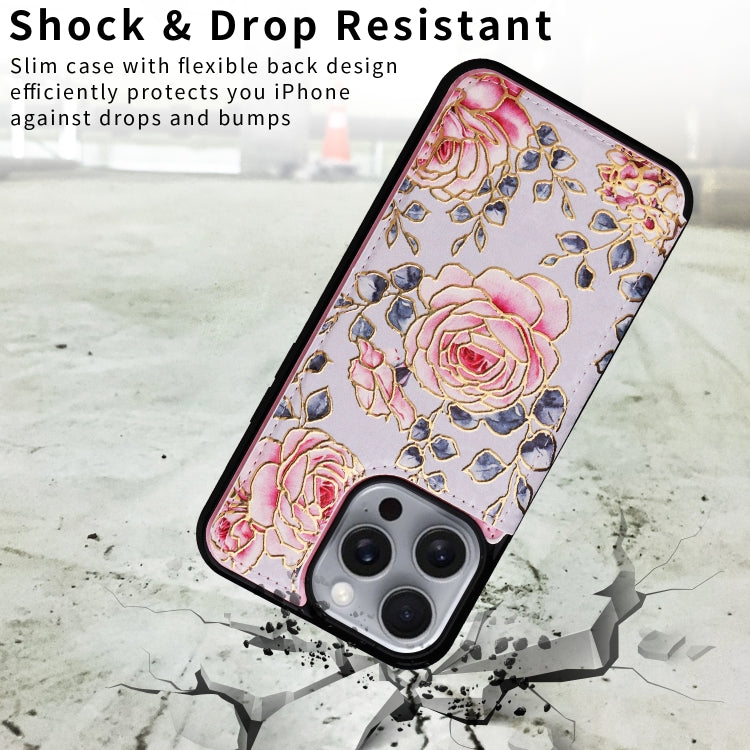 For iPhone 16 Pro Max Printed Double Buckle RFID Anti-theft Phone Case