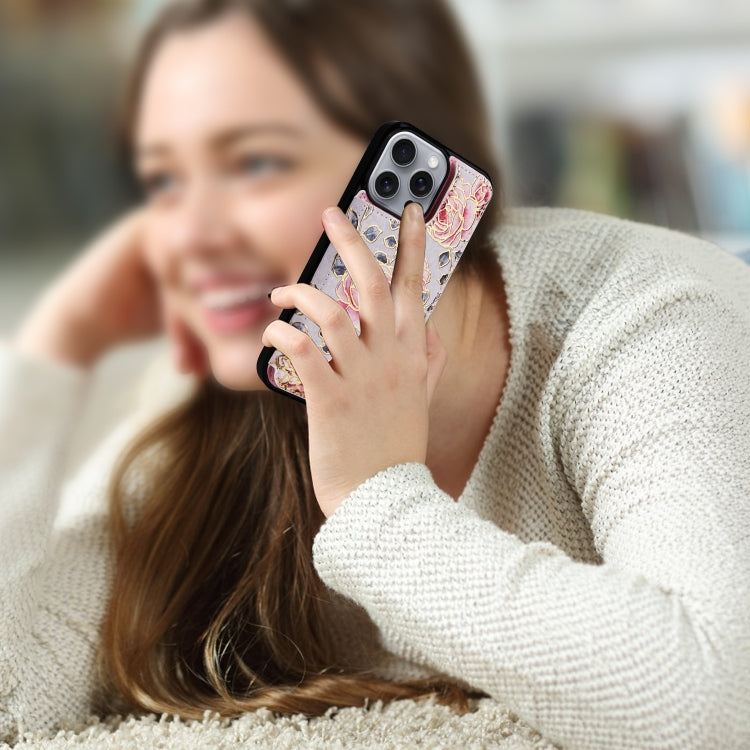 For iPhone 16 Pro Max Printed Double Buckle RFID Anti-theft Phone Case
