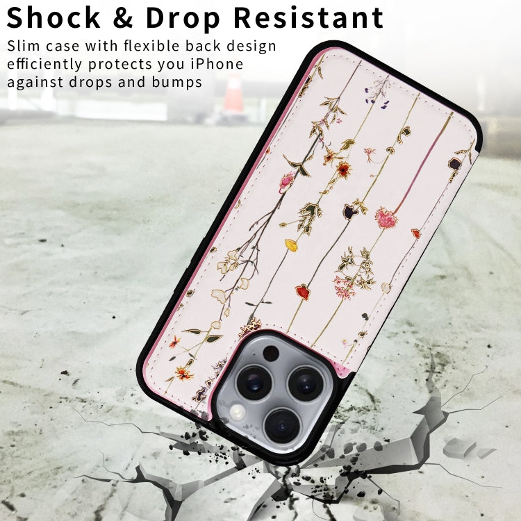 For iPhone 16 Pro Max Printed Double Buckle RFID Anti-theft Phone Case