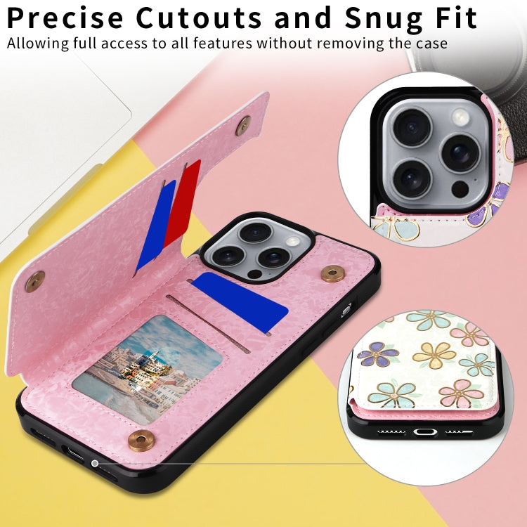 For iPhone 16 Pro Max Printed Double Buckle RFID Anti-theft Phone Case