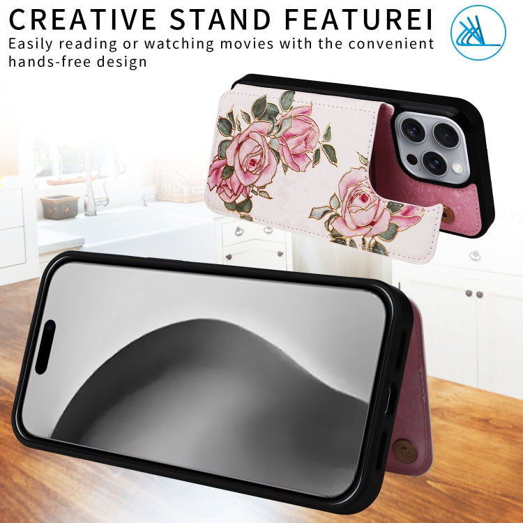 For iPhone 16 Pro Max Printed Double Buckle RFID Anti-theft Phone Case