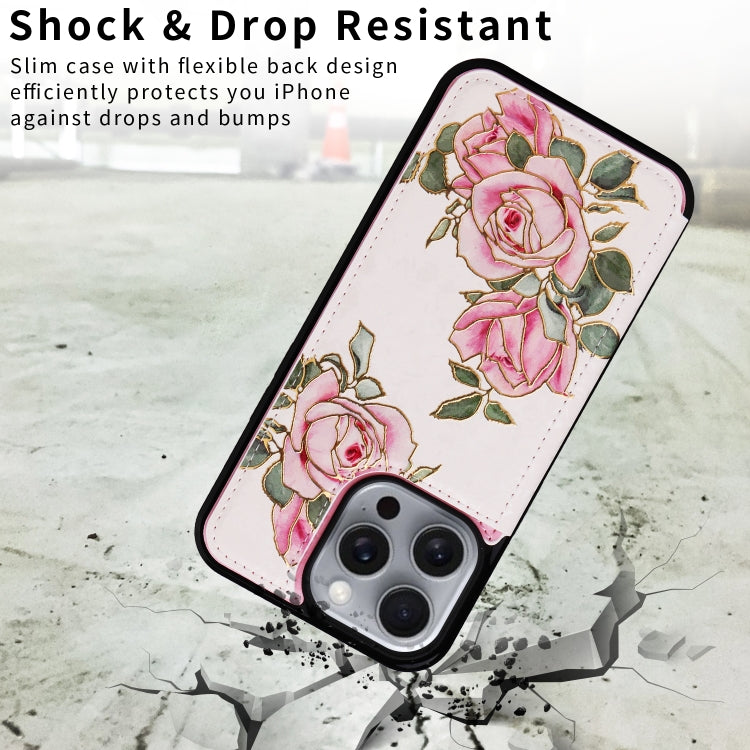 For iPhone 16 Pro Max Printed Double Buckle RFID Anti-theft Phone Case