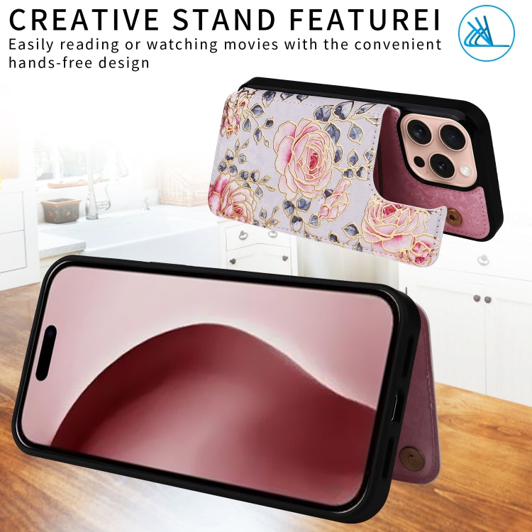 For iPhone 16 Pro Printed Double Buckle RFID Anti-theft Phone Case