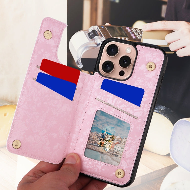 For iPhone 16 Pro Printed Double Buckle RFID Anti-theft Phone Case