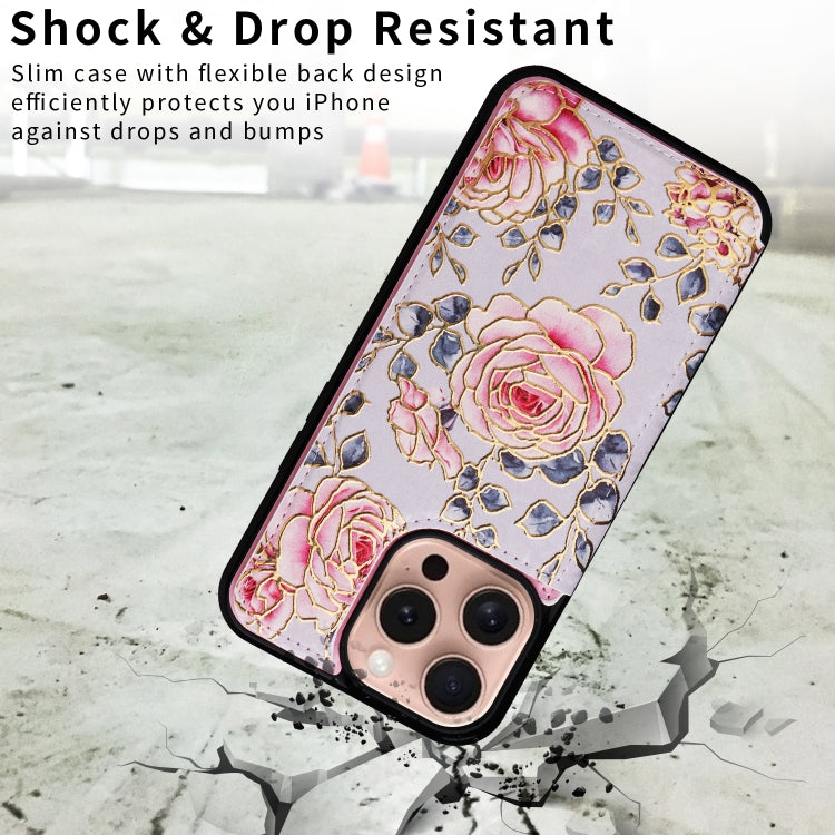 For iPhone 16 Pro Printed Double Buckle RFID Anti-theft Phone Case