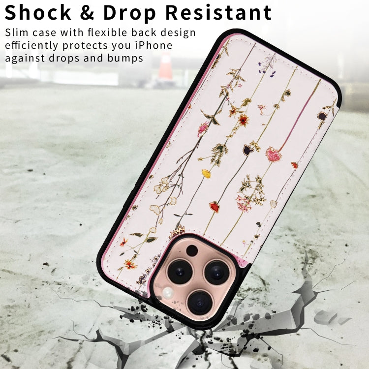 For iPhone 16 Pro Printed Double Buckle RFID Anti-theft Phone Case