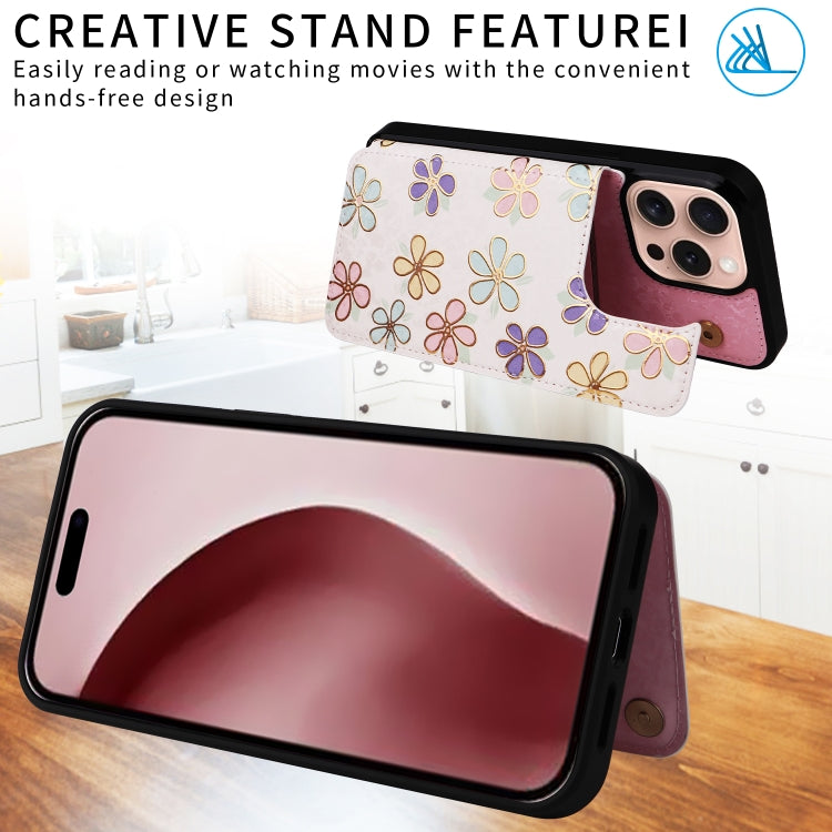 For iPhone 16 Pro Printed Double Buckle RFID Anti-theft Phone Case