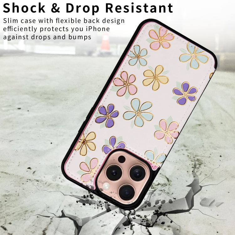 For iPhone 16 Pro Printed Double Buckle RFID Anti-theft Phone Case