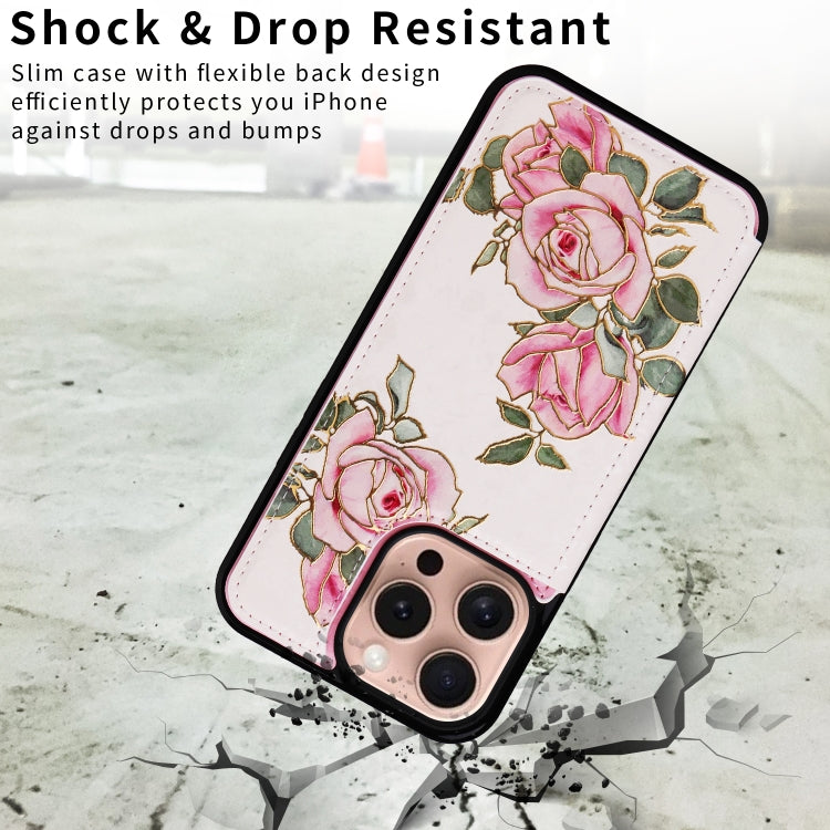 For iPhone 16 Pro Printed Double Buckle RFID Anti-theft Phone Case