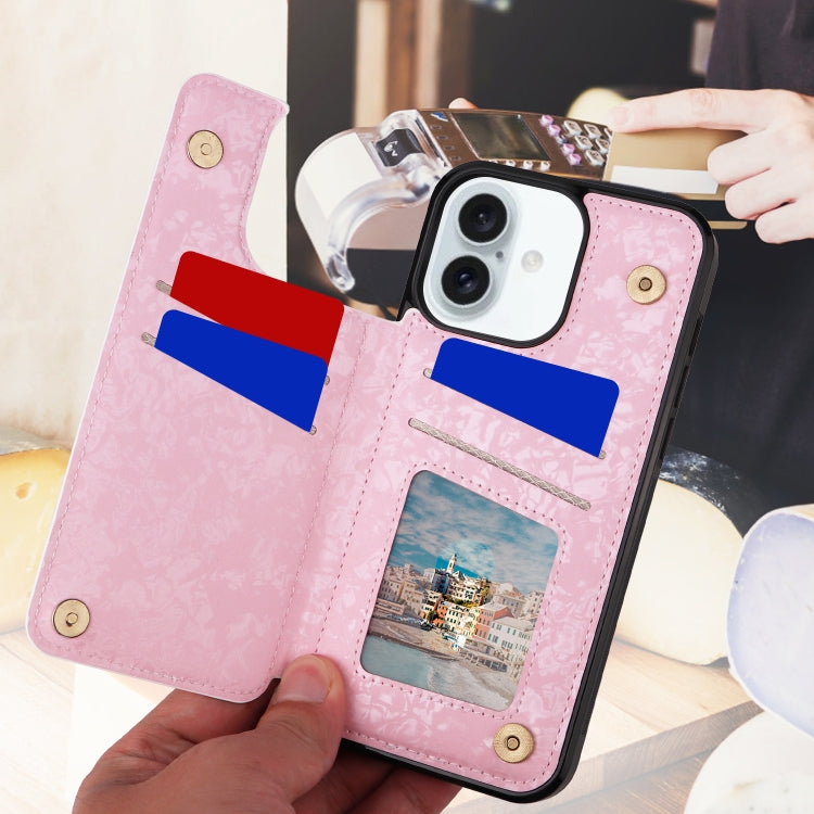 For iPhone 16 Plus Printed Double Buckle RFID Anti-theft Phone Case