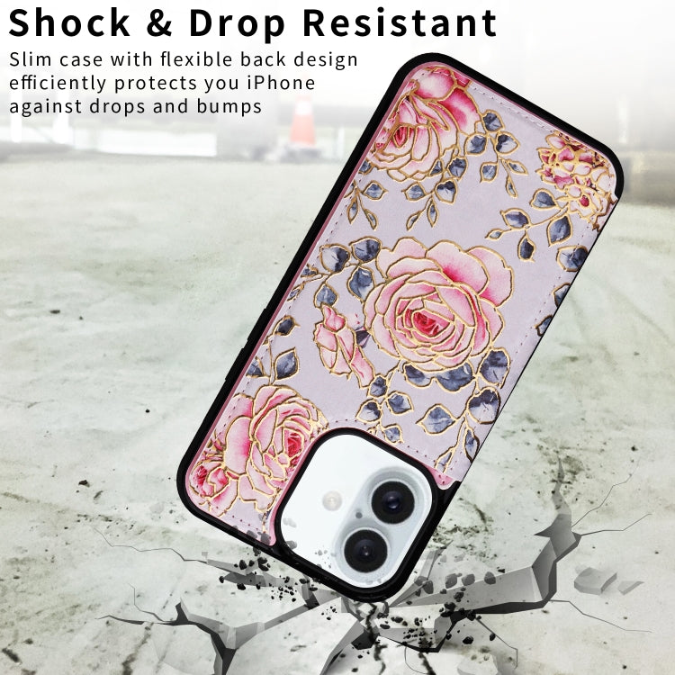 For iPhone 16 Plus Printed Double Buckle RFID Anti-theft Phone Case