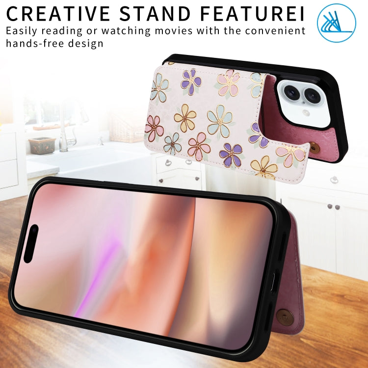 For iPhone 16 Plus Printed Double Buckle RFID Anti-theft Phone Case