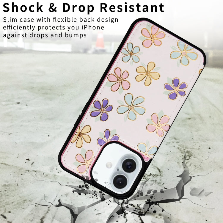For iPhone 16 Plus Printed Double Buckle RFID Anti-theft Phone Case