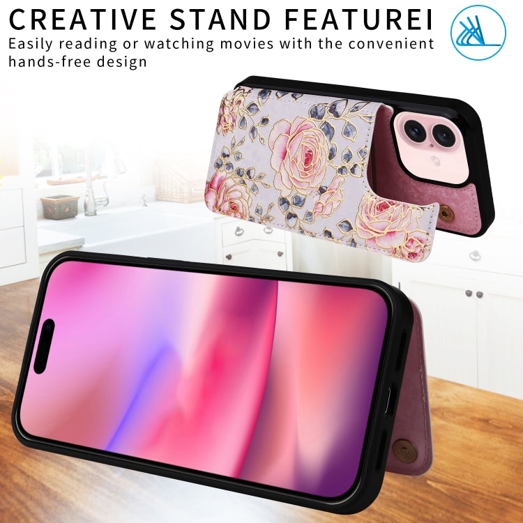 For iPhone 16 Printed Double Buckle RFID Anti-theft Phone Case