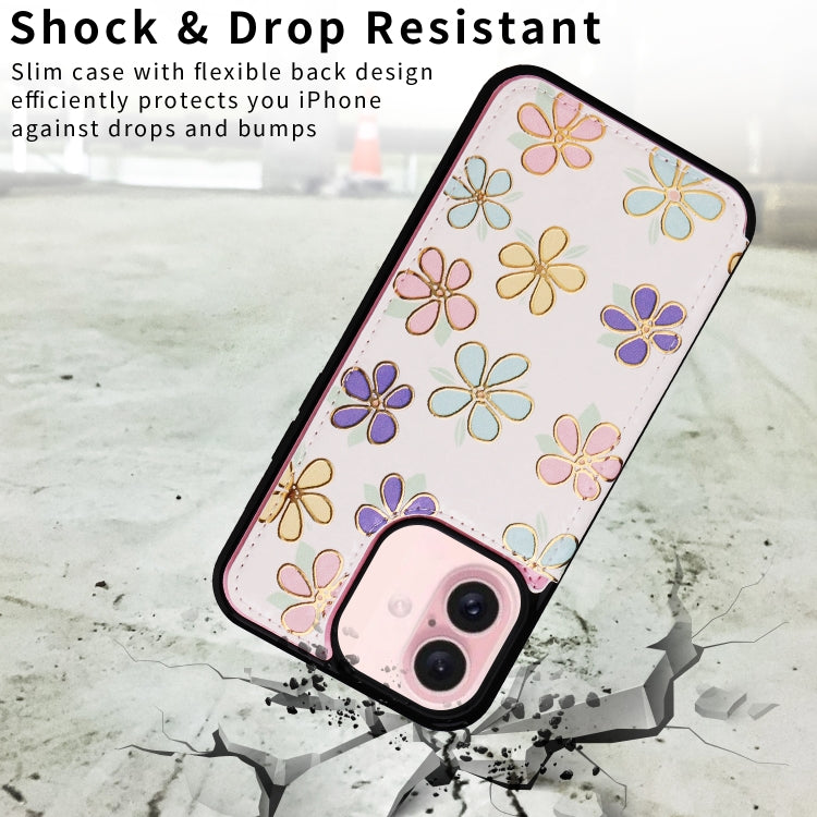 For iPhone 16 Printed Double Buckle RFID Anti-theft Phone Case