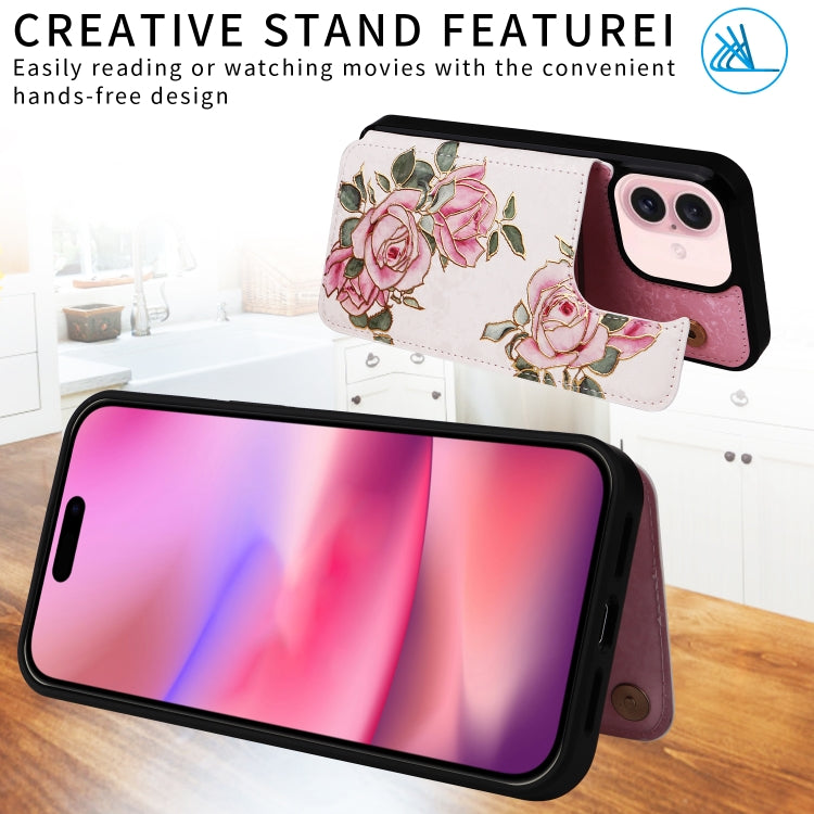 For iPhone 16 Printed Double Buckle RFID Anti-theft Phone Case