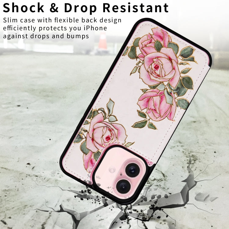 For iPhone 16 Printed Double Buckle RFID Anti-theft Phone Case