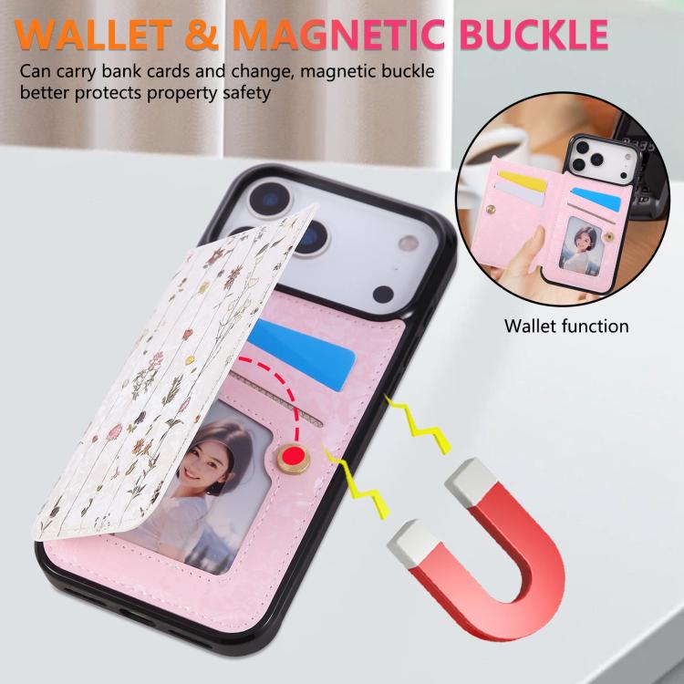 For iPhone 17 Pro Max Printed Double Buckle RFID Anti-theft Phone Case