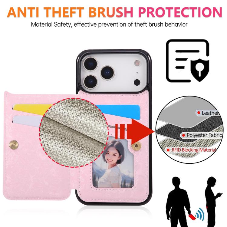 For iPhone 17 Pro Max Printed Double Buckle RFID Anti-theft Phone Case