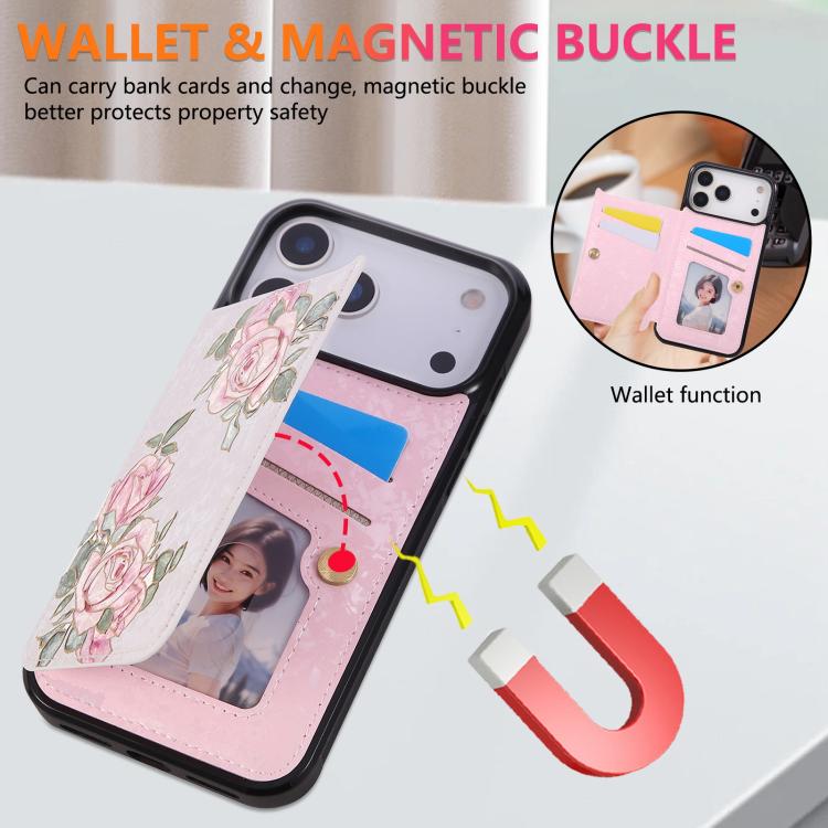 For iPhone 17 Pro Max Printed Double Buckle RFID Anti-theft Phone Case