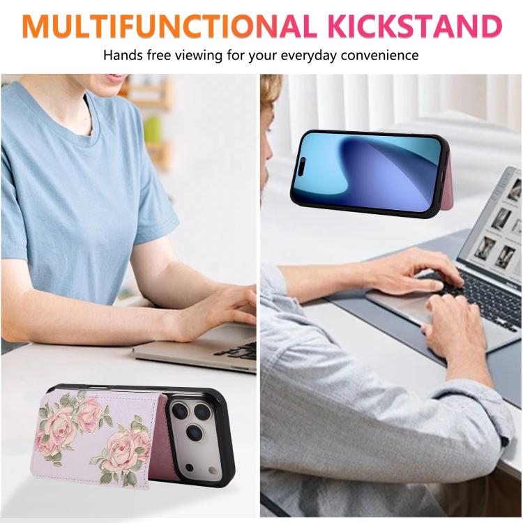 For iPhone 17 Pro Max Printed Double Buckle RFID Anti-theft Phone Case