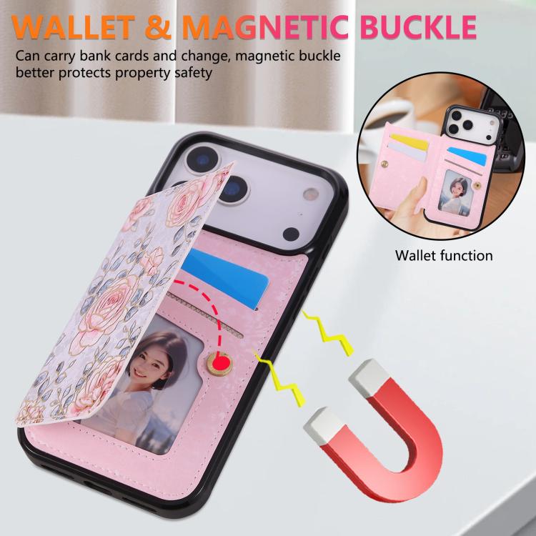 For iPhone 17 Pro Printed Double Buckle RFID Anti-theft Phone Case