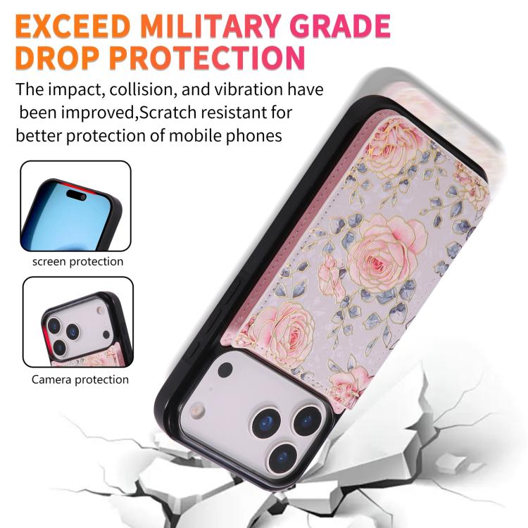 For iPhone 17 Pro Printed Double Buckle RFID Anti-theft Phone Case