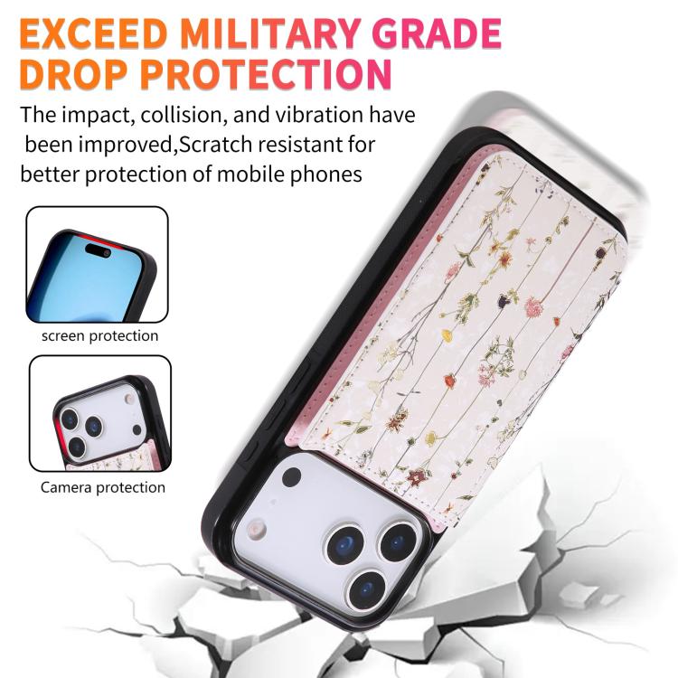 For iPhone 17 Pro Printed Double Buckle RFID Anti-theft Phone Case