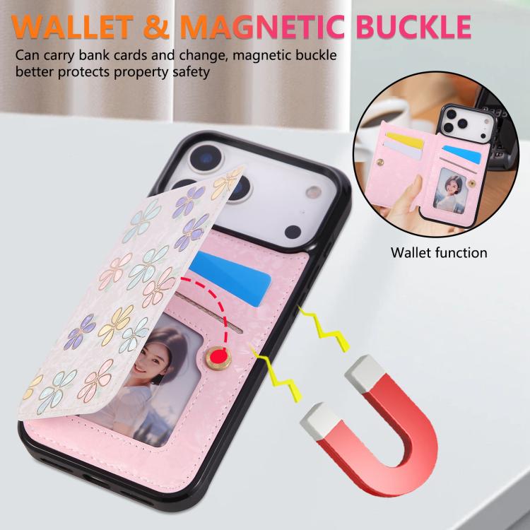 For iPhone 17 Pro Printed Double Buckle RFID Anti-theft Phone Case