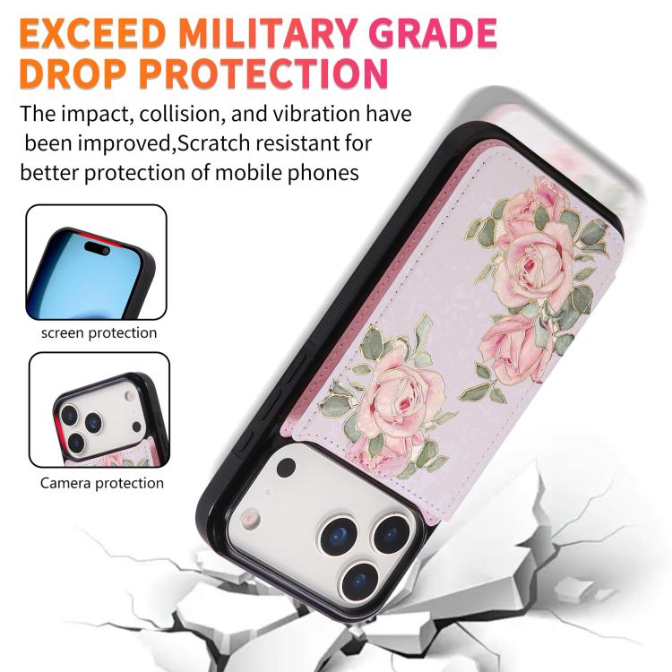 For iPhone 17 Pro Printed Double Buckle RFID Anti-theft Phone Case