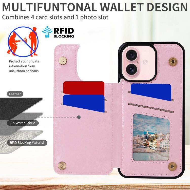 For iPhone 17 Printed Double Buckle RFID Anti-theft Phone Case