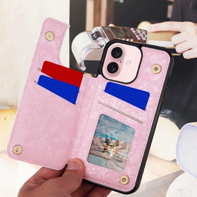 For iPhone 17 Printed Double Buckle RFID Anti-theft Phone Case