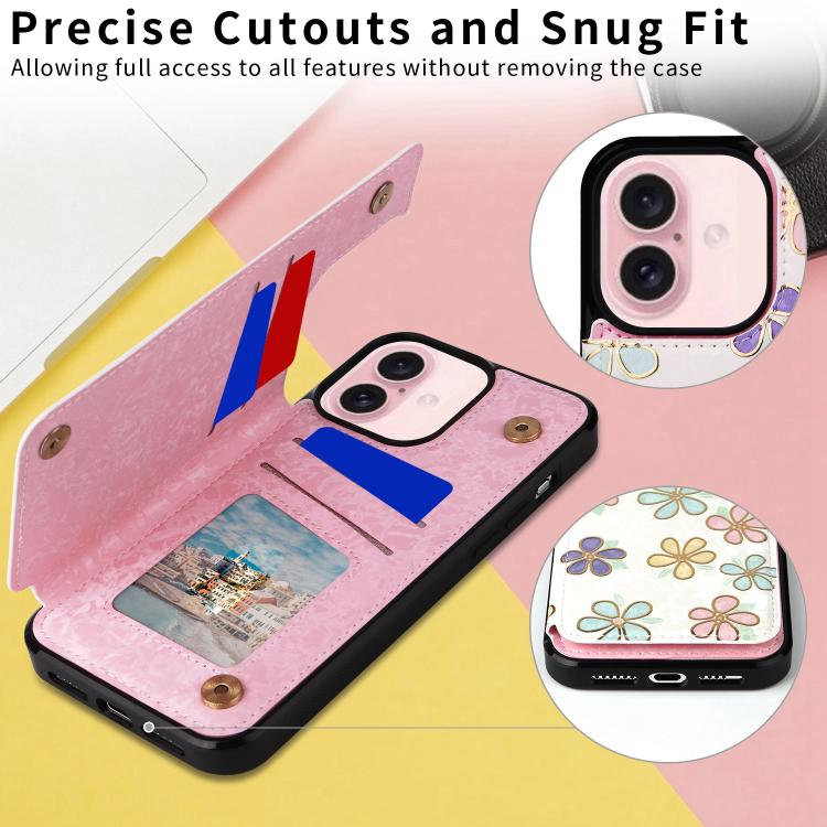 For iPhone 17 Printed Double Buckle RFID Anti-theft Phone Case