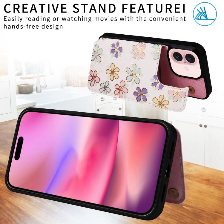 For iPhone 17 Printed Double Buckle RFID Anti-theft Phone Case
