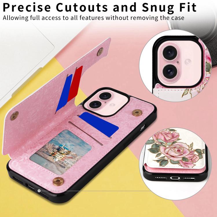 For iPhone 17 Printed Double Buckle RFID Anti-theft Phone Case