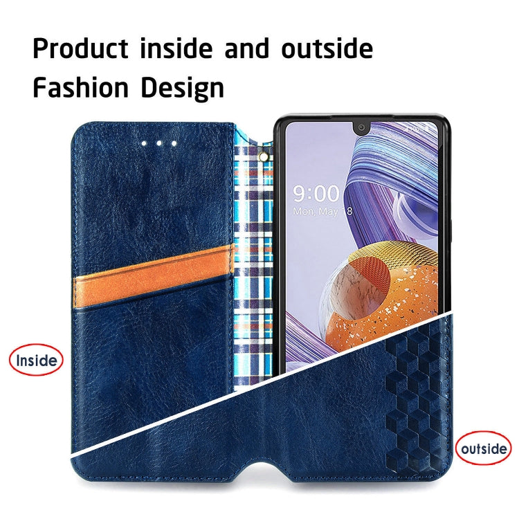 For LG Stylo 6 Cubic Grid Pressed Horizontal Flip Magnetic Leather Case with Holder & Card Slots & Wallet
