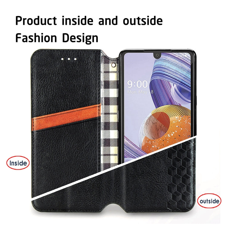 For LG Stylo 6 Cubic Grid Pressed Horizontal Flip Magnetic Leather Case with Holder & Card Slots & Wallet