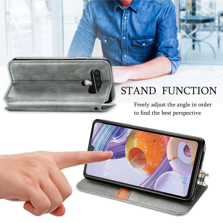 For LG Stylo 6 Cubic Grid Pressed Horizontal Flip Magnetic Leather Case with Holder & Card Slots & Wallet