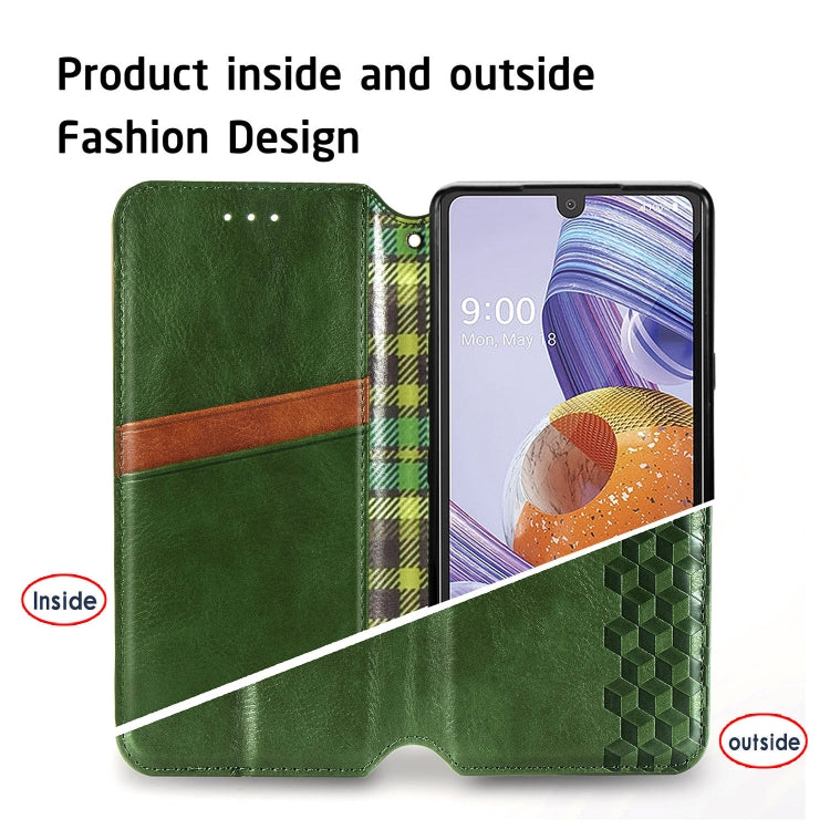 For LG Stylo 6 Cubic Grid Pressed Horizontal Flip Magnetic Leather Case with Holder & Card Slots & Wallet