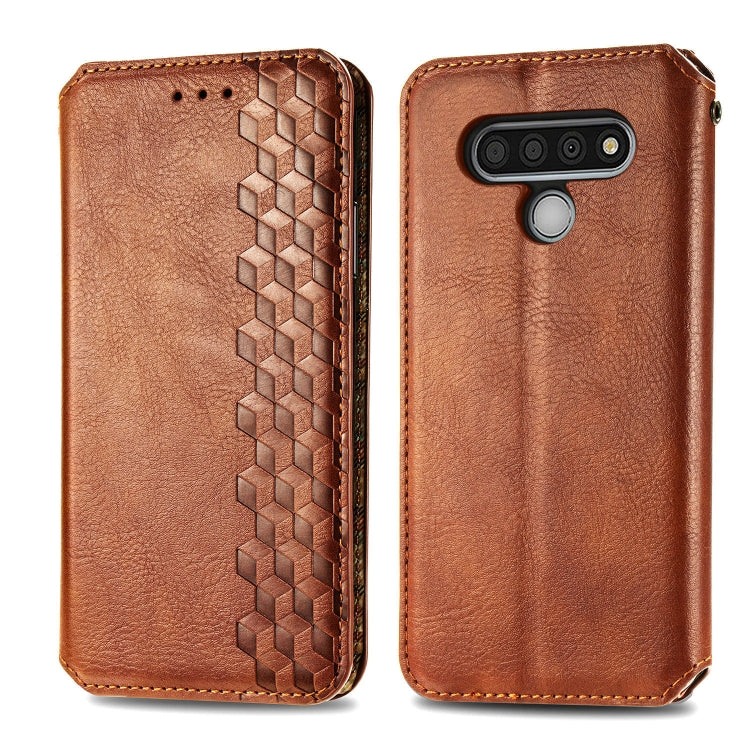 For LG Stylo 6 Cubic Grid Pressed Horizontal Flip Magnetic Leather Case with Holder & Card Slots & Wallet