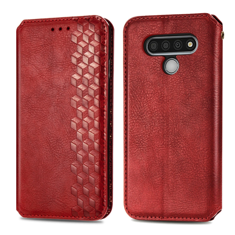 For LG Stylo 6 Cubic Grid Pressed Horizontal Flip Magnetic Leather Case with Holder & Card Slots & Wallet