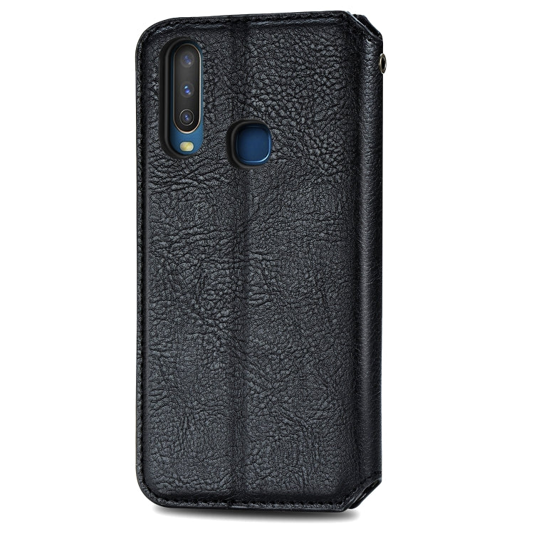 For Vivo Y17 Cubic Grid Pressed Horizontal Flip Magnetic Leather Case with Holder & Card Slots & Wallet