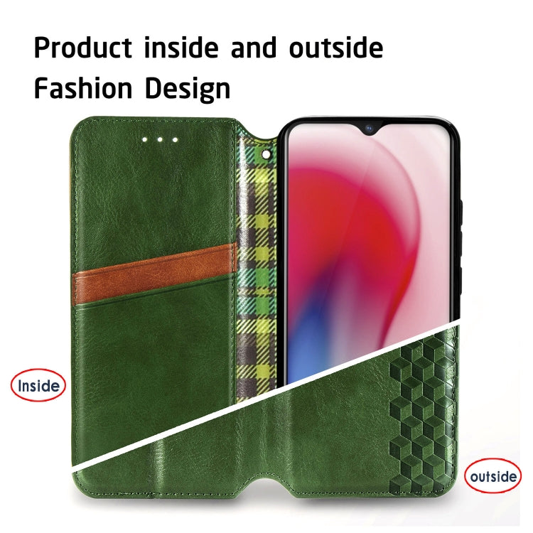 For Vivo Y17 Cubic Grid Pressed Horizontal Flip Magnetic Leather Case with Holder & Card Slots & Wallet