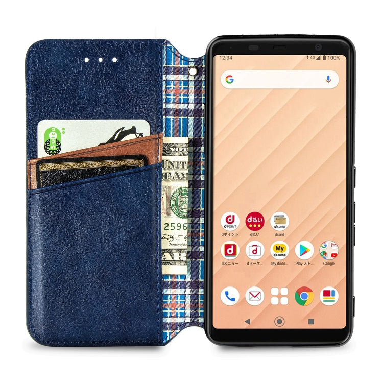 For Fujitsu Arrows Be4 F-41A Cubic Grid Pressed Horizontal Flip Magnetic Leather Case with Holder & Card Slots & Wallet