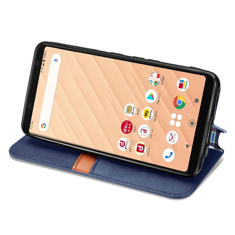 For Fujitsu Arrows Be4 F-41A Cubic Grid Pressed Horizontal Flip Magnetic Leather Case with Holder & Card Slots & Wallet