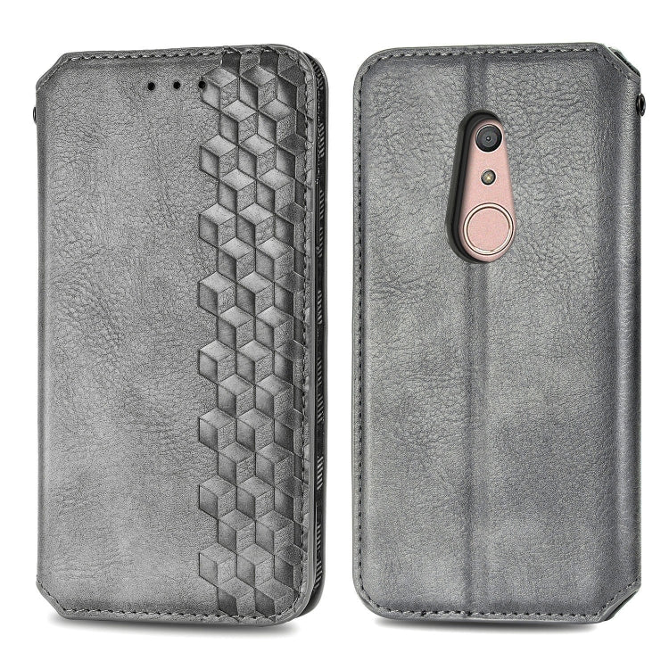 For Fujitsu Arrows Be4 F-41A Cubic Grid Pressed Horizontal Flip Magnetic Leather Case with Holder & Card Slots & Wallet