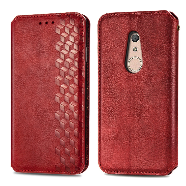 For Fujitsu Arrows Be4 F-41A Cubic Grid Pressed Horizontal Flip Magnetic Leather Case with Holder & Card Slots & Wallet