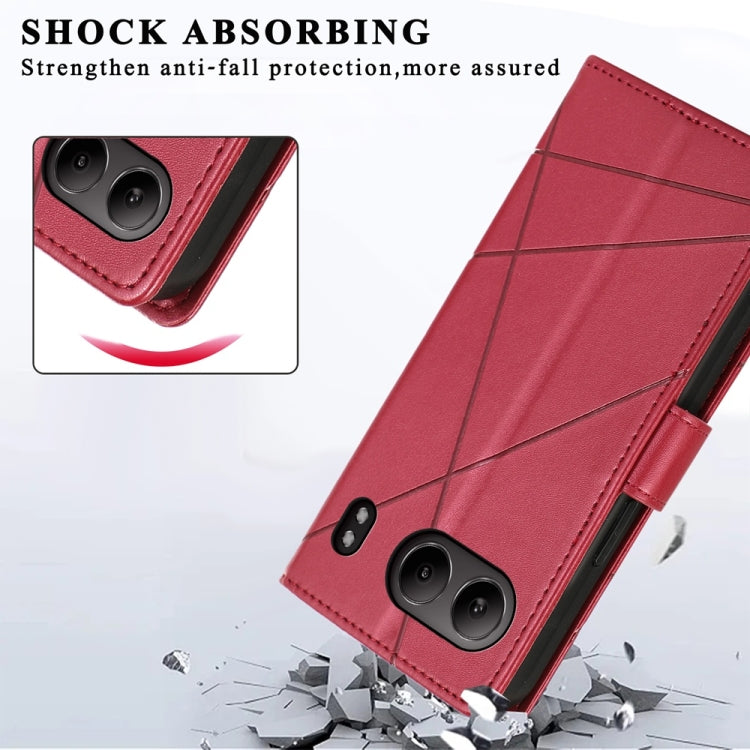 For OnePlus Nord 4 PU Genuine Leather Texture Embossed Line Phone Case